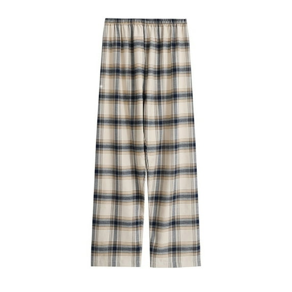 Owordtank Plaid Lounge Pants Men Elastic Waist Straight Wide Leg Pajamas Pants Pjs Trouser