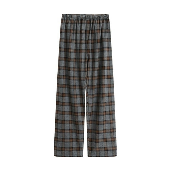 Owordtank Plaid Lounge Pants Men Elastic Waist Straight Wide Leg Pajamas Pants Pjs Trouser