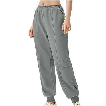 Owordtank Women's Jogger Pant Fall Trendy Elastic Vertical Crop Solid Pant Straight Leg Ankle Bind Slim Sweatpant