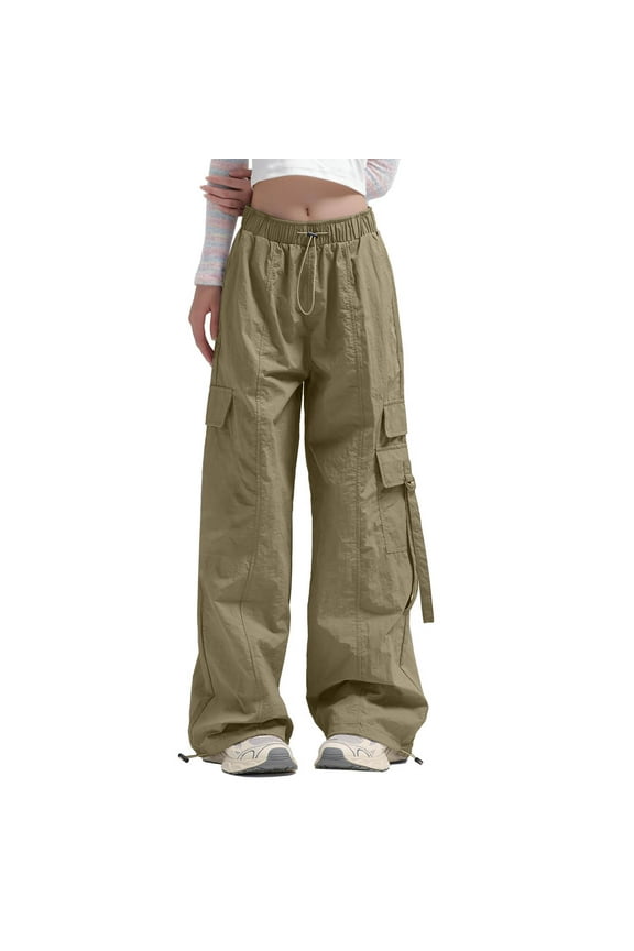Womens Cargo Pants High Waist Baggy Relaxed Fit Trousers with Pockets Loose Jogger Goth Grunge Y2K Clothes