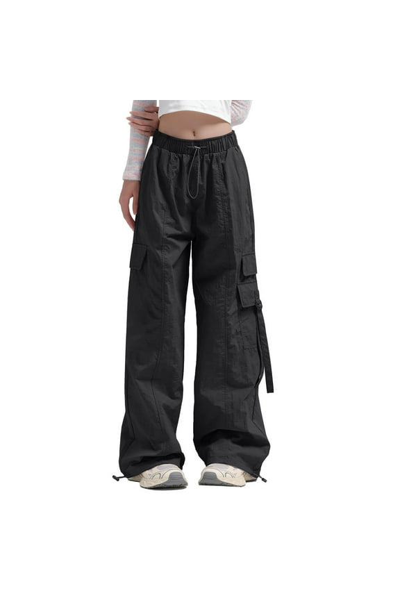 Womens Cargo Pants High Waist Baggy Relaxed Fit Trousers with Pockets Loose Jogger Goth Grunge Y2K Clothes