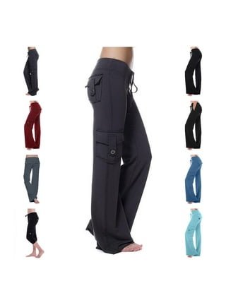 QUYUON Plus Size Cargo Pants for Women Bootcut Yoga Pants with