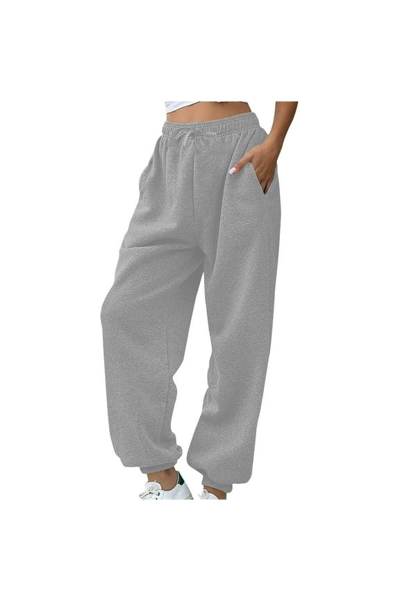 Plus Size High Waisted Joggers, Fleece Lined Sweatpants with Pockets for Workout & Lounge