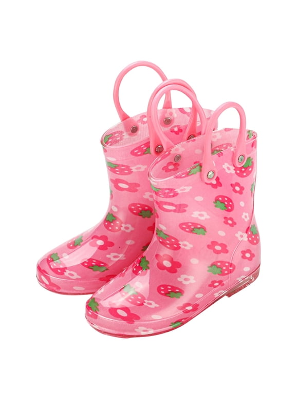 Rain Boots for Toddler Girls Kids Lightweight Rain Boots Boys Non Slip Short Rainboots with Handles