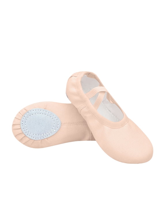 Shoes for Girls Ballet Dance Slippers Boys Soft No-Tie PU Leather Ballerina Shoes for Toddler