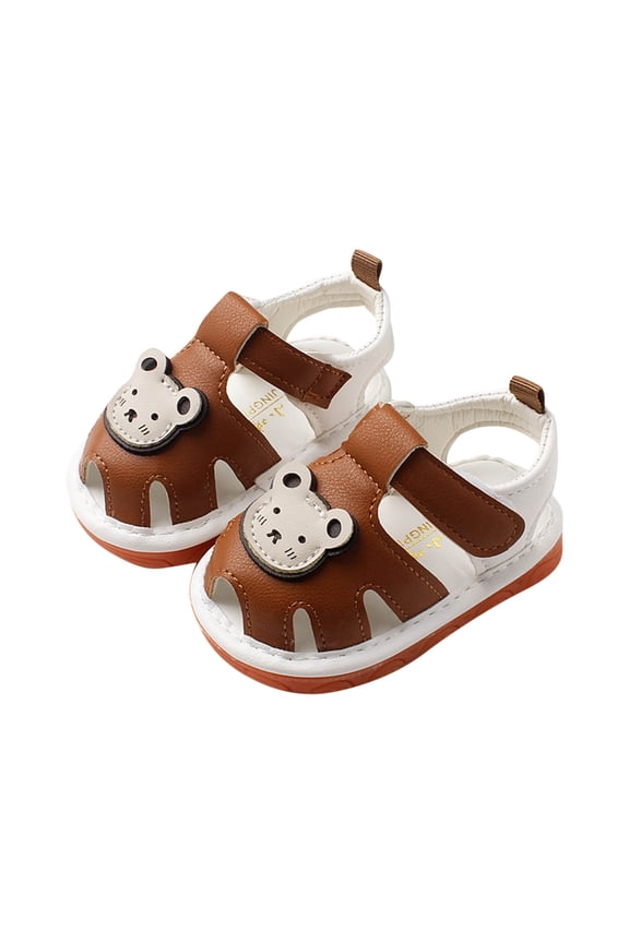 Squeaky Shoes for Infant Girls Boys Anti-Slip Shoes for First Walkers Shoes Baby Rubber Sole Open-Toe Bear Sandals