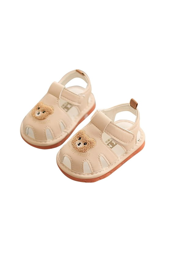 Squeaky Shoes for Infant Girls Boys Anti-Slip Shoes for First Walkers Shoes Baby Rubber Sole Open-Toe Bear Sandals