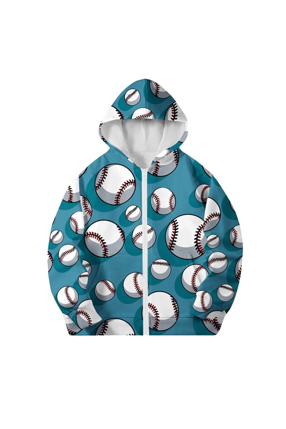 Star Print Kids Hooded Zip Up Jacket White Lined Lightweight Casual Outerwear