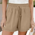 thumbnail image 1 of Owordtank Summer Casual Lounge Shorts for Women Elastic Waist Drawstring Plus Size Bermuda Shorts, 1 of 7