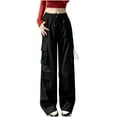 thumbnail image 1 of Owordtank Sweatpants Women Loose Wide Leg High Waisted Work Cargo Sweatpants Workout Camping Trousers with Pockets, 1 of 8