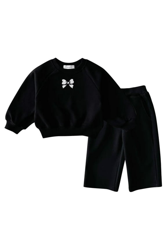 Toddler Baby Girl Clothes 3Months-4T Fall Outfits Solid Long Sleeve Sweatshirt Tops + Pants Set