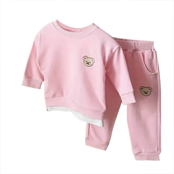 Owordtank Toddler Boy Girl Long Sleeve Bear Sweatshirt Pant Sets Winter Pullover Fall Outfit Clothes