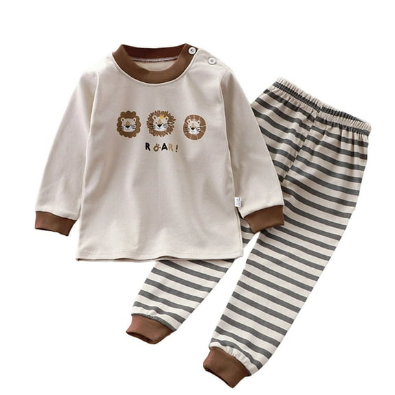 Owordtank Toddler Boy Outfit Lion Letter Long Sleeve Sweatshirt And Pants Set 2 Piece Sweatsuit Fall Clothes