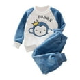 thumbnail image 1 of Owordtank Toddler Boys Girls Fleece Pajama Set Winter Warm Plush Tops+Pants Outfits Sleepwear Soft Comfy 2 Piece Loungewear Child, 1 of 3