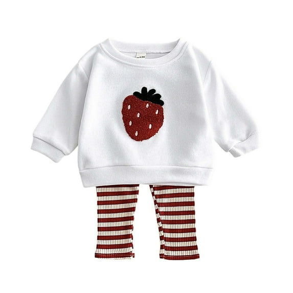 Owordtank Toddler Clothes for Baby Girls Cute Strawberry Long Sleeve Sweatshirt Pants Girls Warm Fall Winter Outfits Set