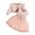 thumbnail image 1 of Owordtank Toddler Dress and Cardigan Little Girls Floral Cardigan Tulle Skirt Set Spring Summer Fall Dresses, 1 of 4