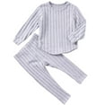 thumbnail image 1 of Owordtank Toddler Girl Fall Clothes Set Long Sleeve Ribbed Knit Tops Pants Set Solid Color 2-Piece Outfit for Kids, 1 of 6
