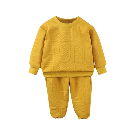 Owordtank Toddler Girls 2 Piece Oufits Basic Cotton Long Sleeve Crewneck Sweatshirt + Joggers Sweatpants for Baby Boys