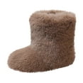 thumbnail image 1 of Owordtank Toddler Girls Faux Fur Boots Fluffy Furry Snow Boots Mid Calf Winter Warm Outdoor Flat Boots for Kids, 1 of 8