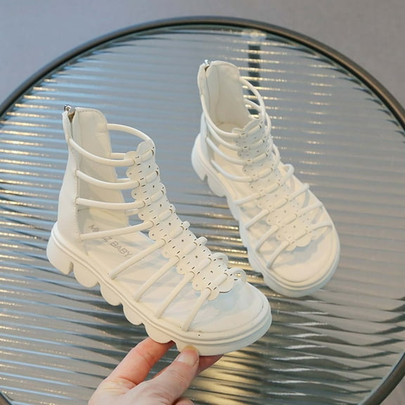 Owordtank Toddler Girls Gladiator Sandals Peep-Toe Cross Strappy Summer Shoes for Kids