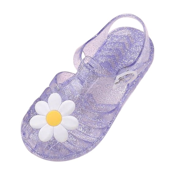 Owordtank Toddler Girls Jelly Sandals Closed Toe Water Beach Summer Shoes Soft Rubber Sole Mary Jane Dress Shoes