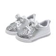thumbnail image 1 of Owordtank Toddler Girls Sneakers Little Girls Slip On Shoes Glitter Sneakers Bow Kids Fashion Outdoor Walking Sneakers, 1 of 4