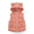 thumbnail image 1 of Owordtank Toddler Kids Boys Girls Puffer Vest Coat with Ear Hood Sleeveless Full Zip Coat Outerwear, 1 of 8