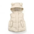 thumbnail image 1 of Owordtank Toddler Kids Boys Girls Puffer Vest Coat with Ear Hood Sleeveless Full Zip Coat Outerwear, 1 of 7