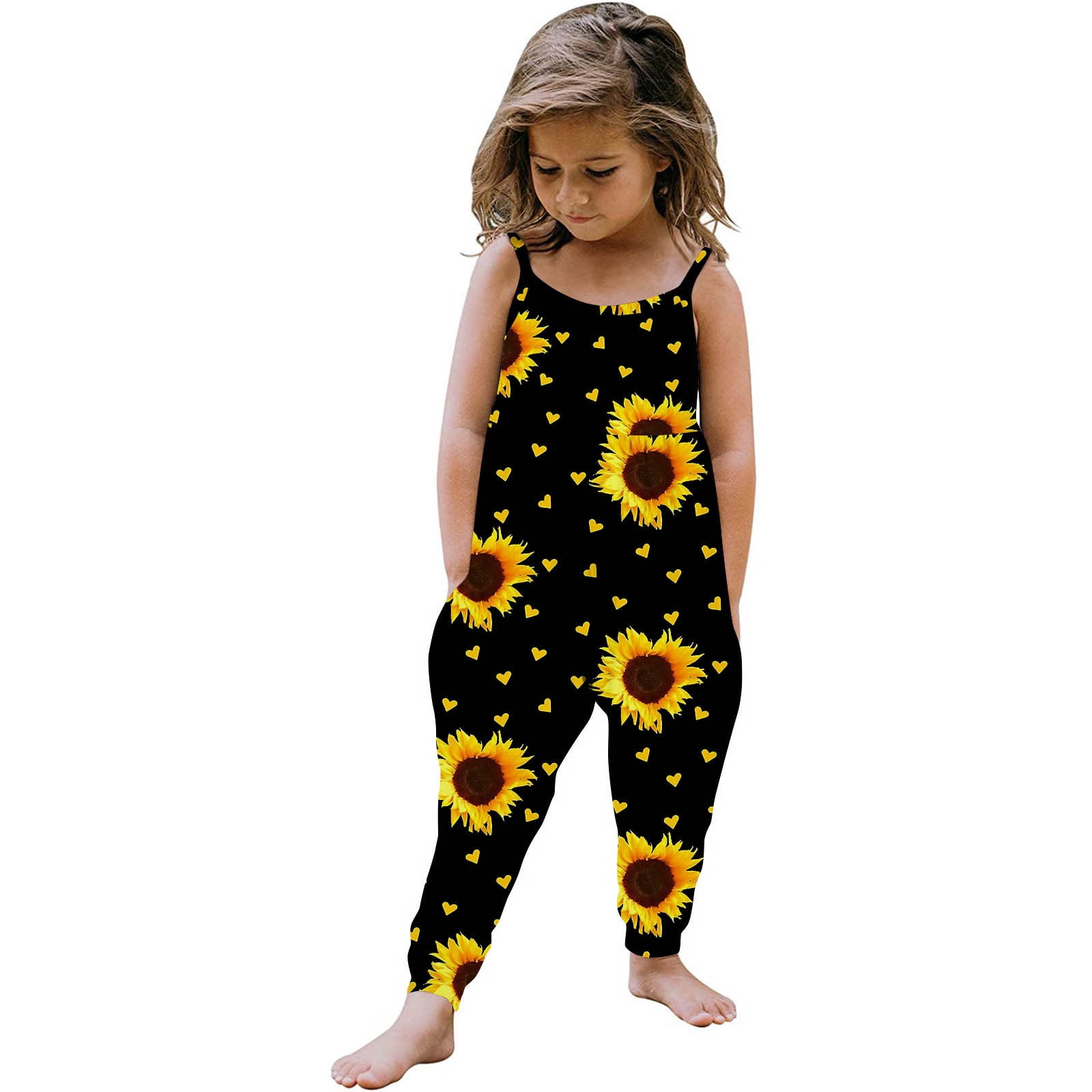 Sunflower baby girl and toddler romper with