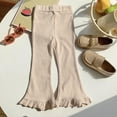 thumbnail image 1 of Owordtank Toddler Kids Girls Casual Flare Pants Fashion Cute Bell Bottom Pants with Ruffle Hem, 1 of 4