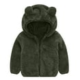 thumbnail image 1 of Owordtank Toddler Sherpa Zip-Up Hooded Jacket With Cute Bear Ears For Warm Daily Winter Outings 6Month-8Years, 1 of 3
