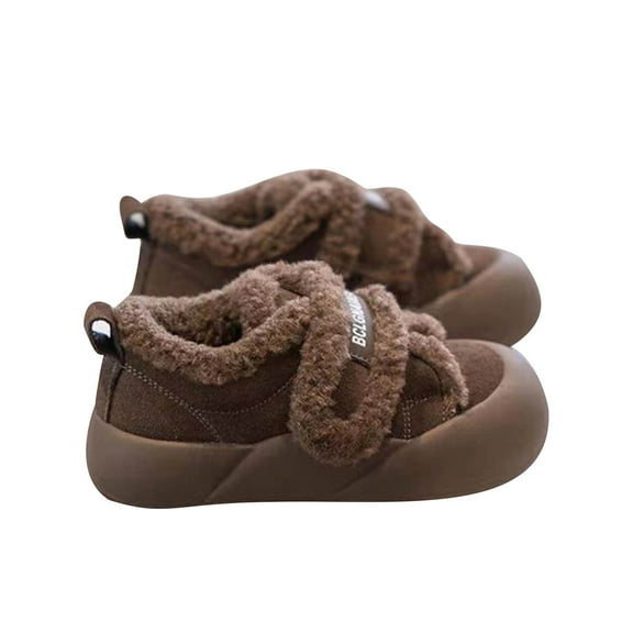 Owordtank Toddler Sneakers for Boys & Girls, Kids Warm Fleece Lined Winter Shoes with Easy-On Straps, Anti-Slip Athletic Walking Shoes