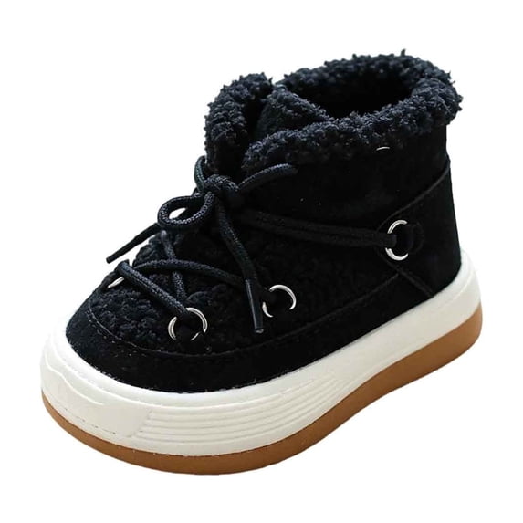 Owordtank Toddler Snow Boots with Zip Faux Fur Baby Boys Girls Winter Warm Shoes Non-slip Sole Outdoor First Walkers Shoes
