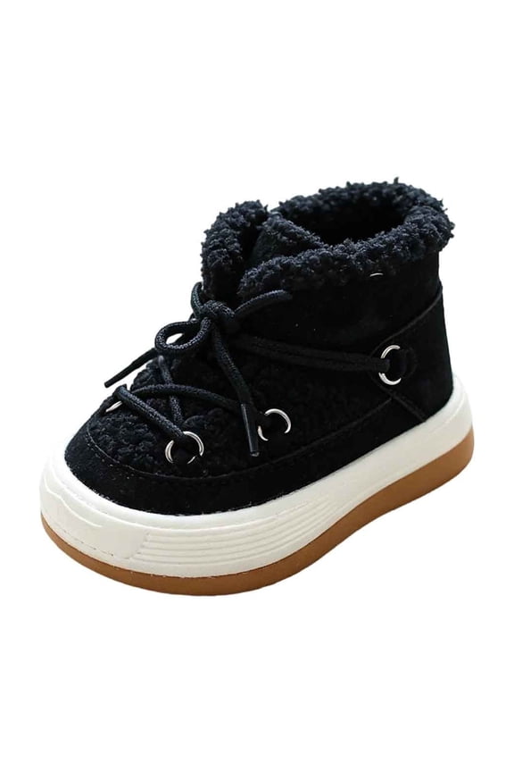 Toddler Snow Boots with Zip Faux Fur Baby Boys Girls Winter Warm Shoes Non-slip Sole Outdoor First Walkers Shoes