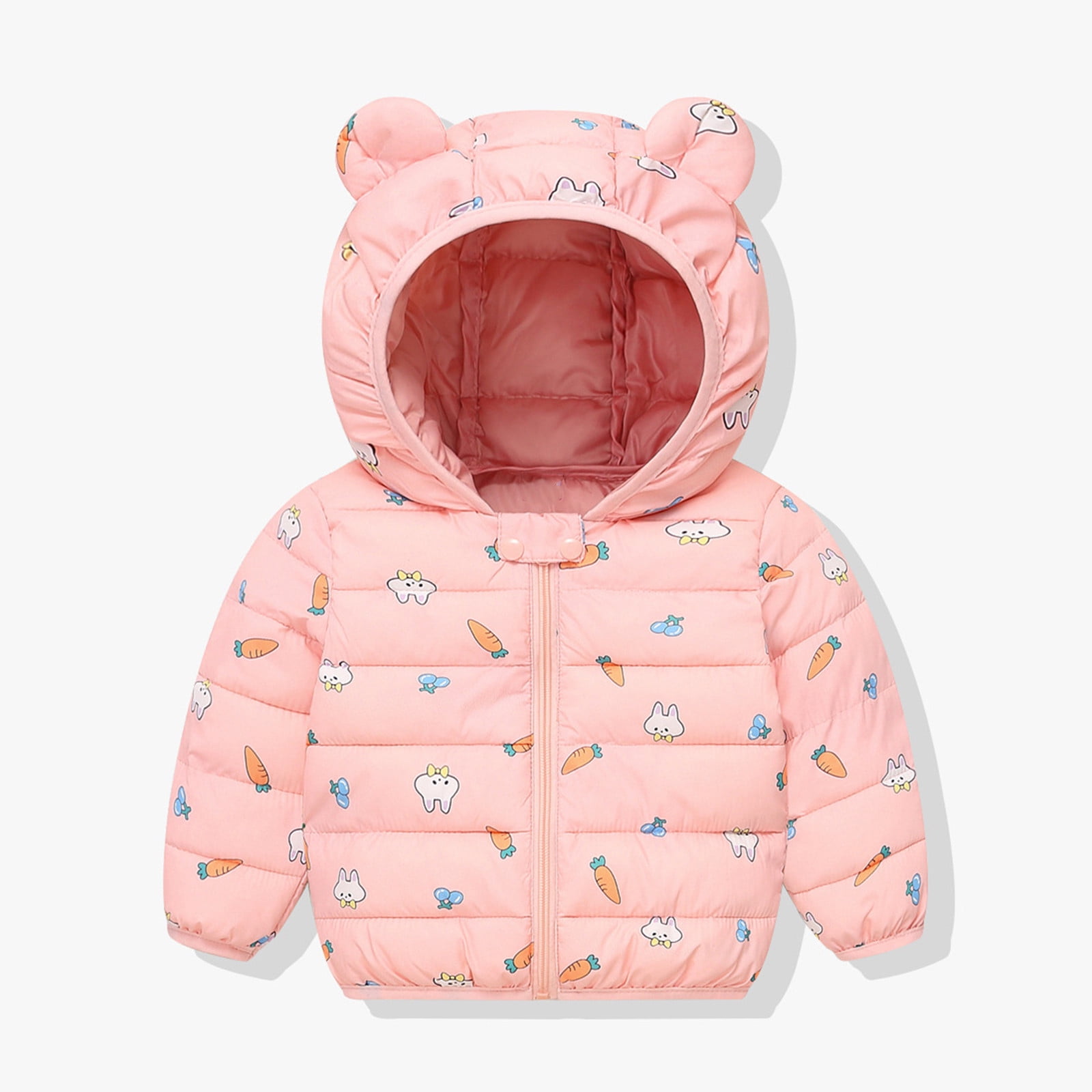 Owordtank Toddlers Winter Puffer Coats with Ear Hood Quilted Puffer