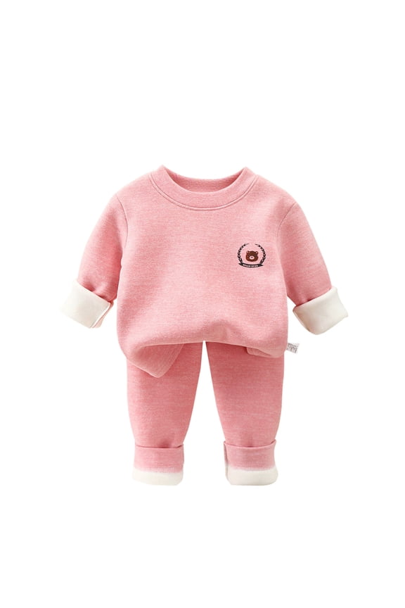 Underwear Set Fleece Lined Warm Sweatshirt Baby Boys Girls Base Layer Long Toddler Soft Cozy Outfits