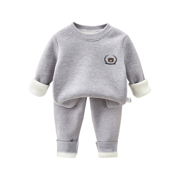 Owordtank Underwear Set Fleece Lined Warm Sweatshirt Baby Boys Girls Base Layer Long Toddler Soft Cozy Outfits