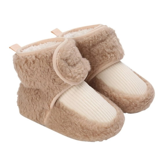 Owordtank Wide Calf Baby Boots Plush Baby Girls Soft First Boots Boys Snow Cotton Infant Walkers Shoes Warm Baby Shoes Girls Boots