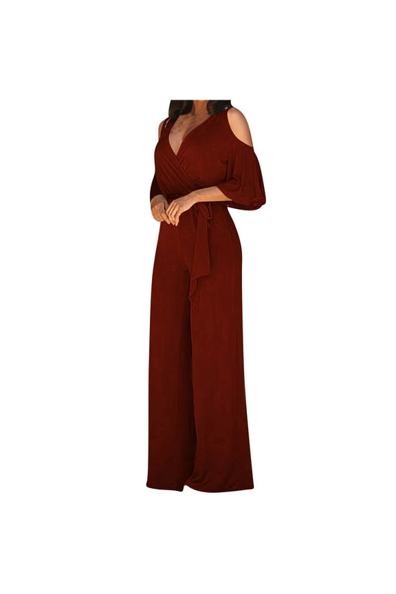 Wide Leg Jumpsuits for Women Summer Dressy Casual Off the Shoulder Formal Jumpsuit