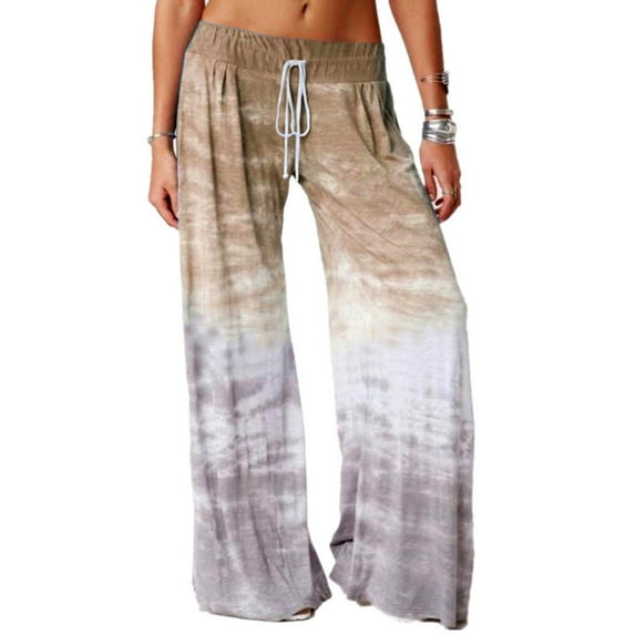 Owordtank Wide Leg Plus Size Lounge Pants for Women Drawstring Palazzo Pants Elastic Waist Beach Pants