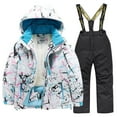 thumbnail image 1 of Owordtank Winter Kids Boys Ski Suit Pants Jackets Sets Girls Snowbibs Snowboarding Clothes for 3-12T, 1 of 2