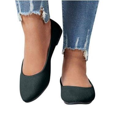 Owordtank Women Square Toe Ballets Flats, Slip On Classical Walking Shoes for Wedding/Dating