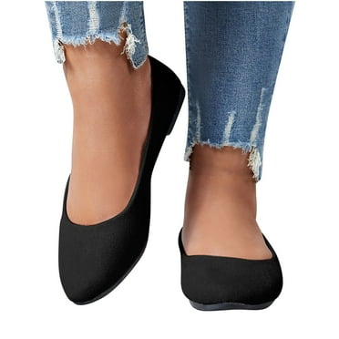 Owordtank Women Square Toe Ballets Flats, Slip On Classical Walking Shoes for Wedding/Dating