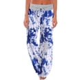 thumbnail image 1 of Owordtank Women Wide Leg Palazzo Pants 2024 Casual Stretch Drawstring Lounge Pants Elastic Waist Pajamas Pants, 1 of 2