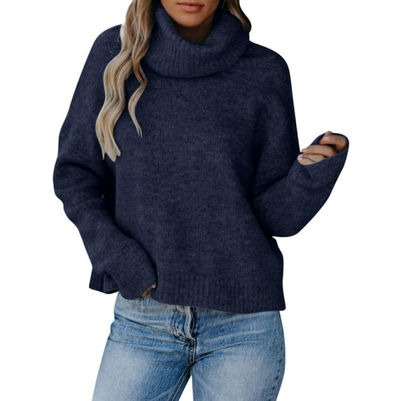 Owordtank Women's 2023 Long Sleeve Cowl Neck Sweaters Casual Loose Fitted Pullover Tops Christmas Clear?ance under 10