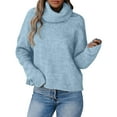 thumbnail image 1 of Owordtank Women's 2023 Long Sleeve Cowl Neck Sweaters Casual Loose Fitted Pullover Tops Wal?mart Style, 1 of 6