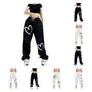 OWORDTANK Women's Graphic Sweatpants Streetwear Elastic Waist Drawstring Baggy Jogger Sweatpants for Women