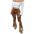 thumbnail image 1 of Owordtank Women's Groovy 70s Flare Pants with High Waist - Retro Hippie Bell Bottoms in Boho Prints, Soft Stretchy Yoga Style Trousers, 1 of 8