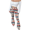 thumbnail image 1 of Owordtank Women's Stretchy High Waist Flare Leggings - 70s Inspired Bell Bottom Yoga Pants with Boho Prints for Retro Hippie Fashion, 1 of 8