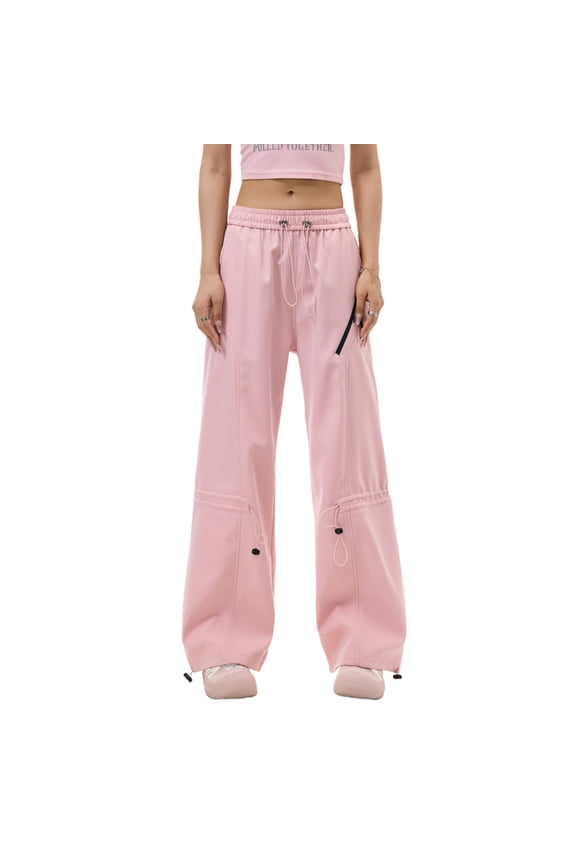 Women's Wide Leg Sweatpants High Waisted - Baggy Casual Loose Cuffed Straight Leg Pants with Drawstring Elastic Waist for Athletic Wear